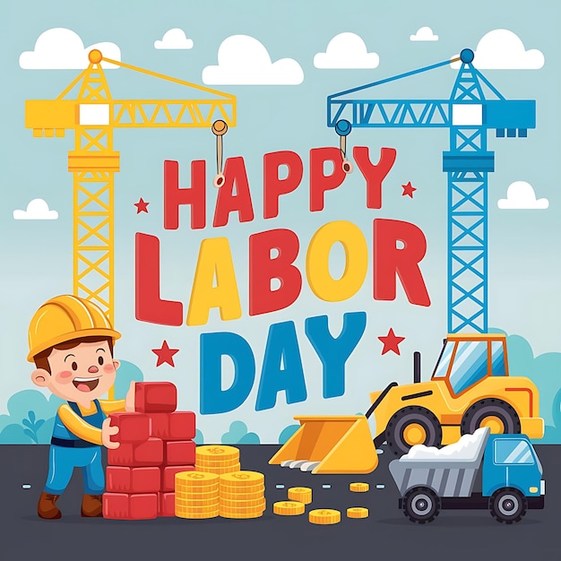 Happy Labor Day Greeting Text Vector Illustration