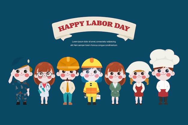 Happy labor day Occupation and government worker profession cartoon character design vector set