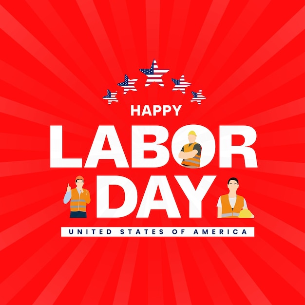 Happy labor day red color bacoground social media post design