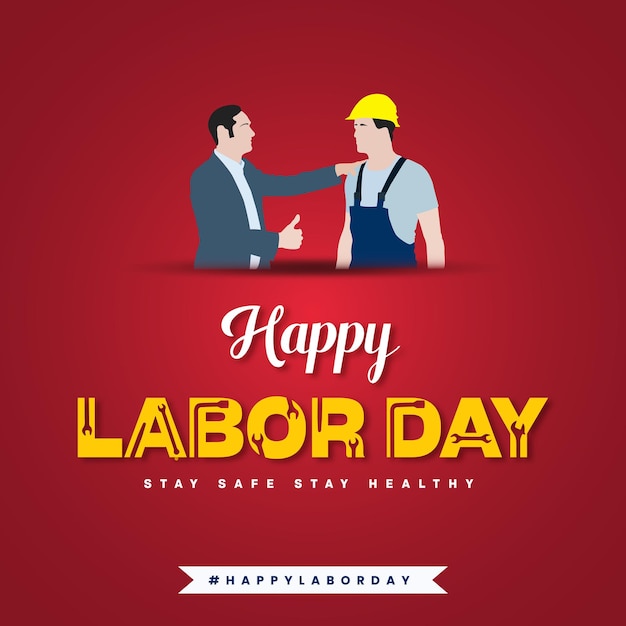 Happy labor day red and yellow color bacoground social media post design