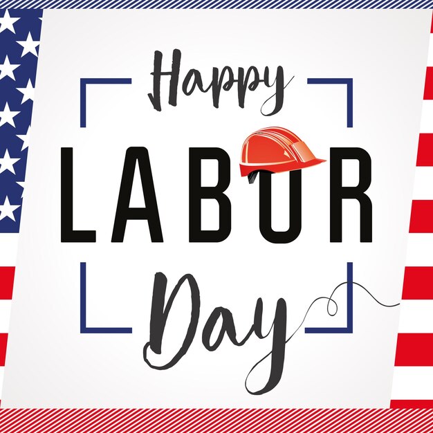 Vector happy labor day usa greeting card concept. creative background with geometric elements.