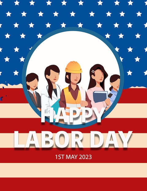 Happy Labor Day Vector Illustration with Labor Character