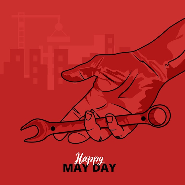 Happy labour day background with hand of worker