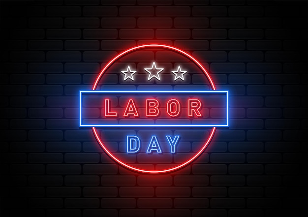 Happy Labour Day Background with neon light