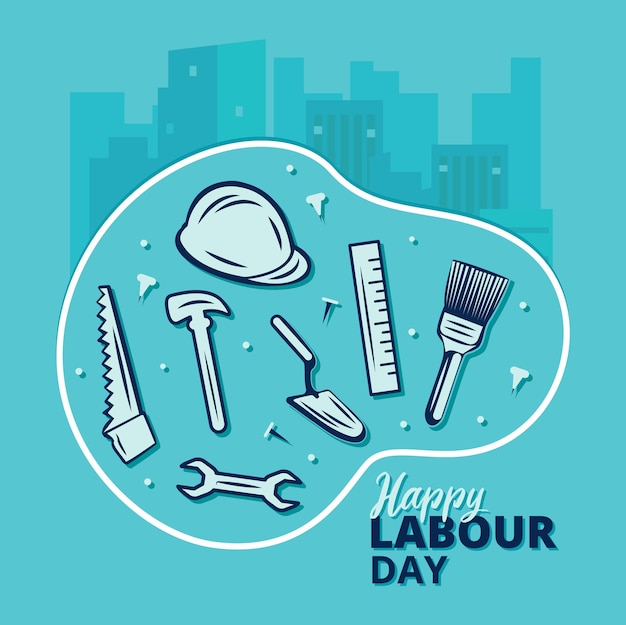 Happy labour day background with tools