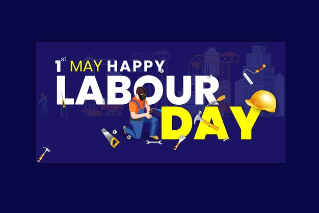 Vector happy labour day banner template