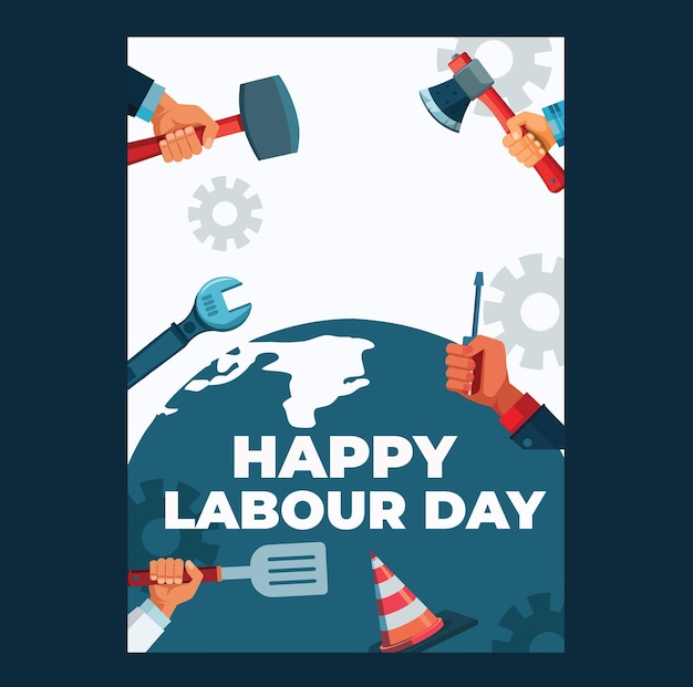 Vector happy labour day celebration with tools illustration