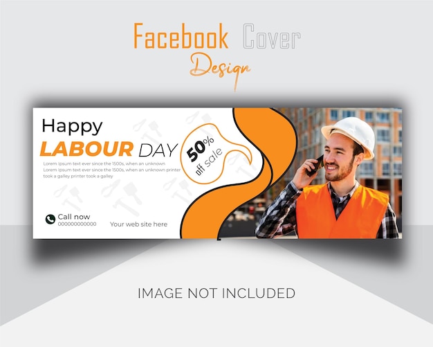 Vector happy labour day face book cover template design unique modern template design