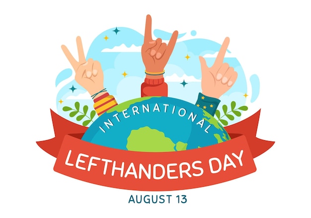 Happy LeftHanders Day Celebration Illustration with Raise Awareness of Pride in Being Left Handed