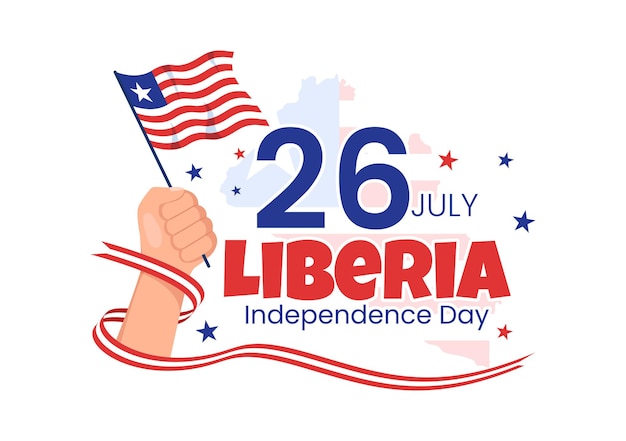 Happy Liberia Independence Day Vector Illustration with Waving flag in National Holiday Templates