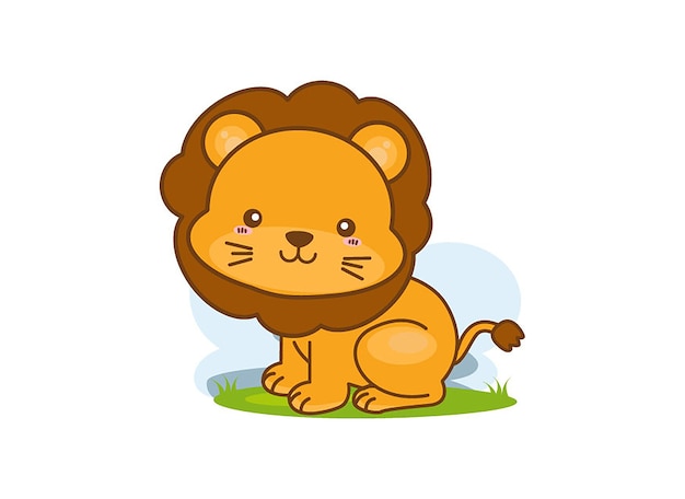 Happy lion on white background