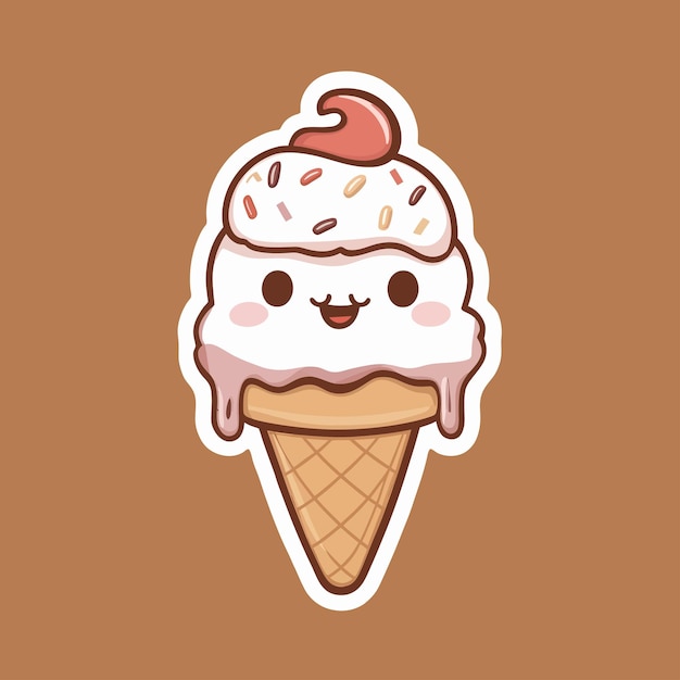 A happy little kawaii Ice cream cartoon character vector