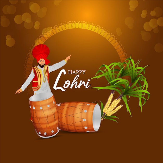 Happy lohri celebration sikh festival background