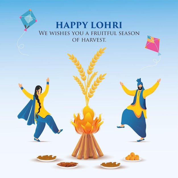 Happy Lohri festival celebration design template