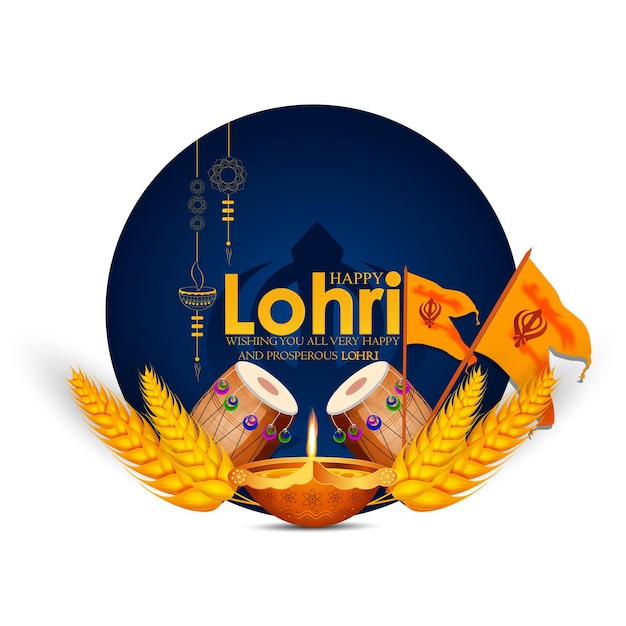 Happy Lohri holiday background for Punjabi festival. Vector illustration