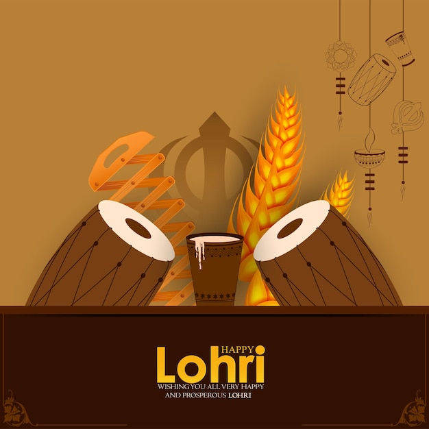 Happy Lohri holiday background for Punjabi festival. Vector illustration