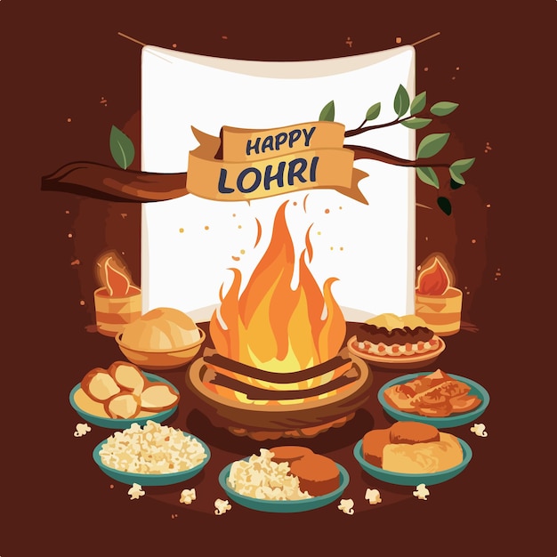 Happy Lohri Indian festival poster banner concept