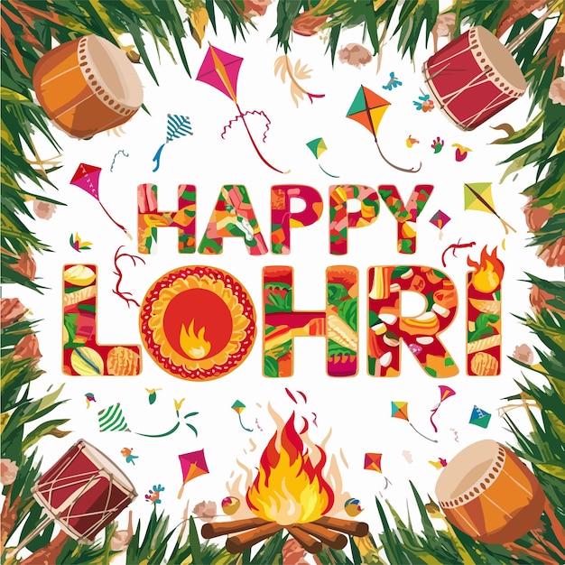 Happy Lohri Indian festival poster banner concept