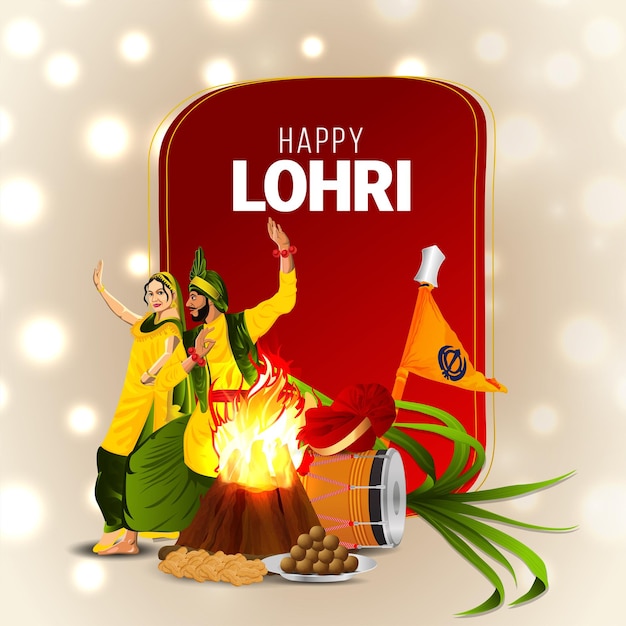 Happy lohri traditional sikh festival card