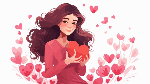 Vector happy love girl isolated self love and care woman