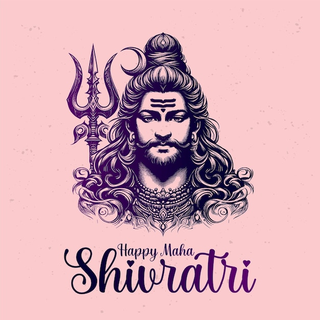 Happy Maha Shivaratri Design and Sketch art vector