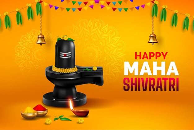 Happy maha shivratri festival template design with creative shivling illustration