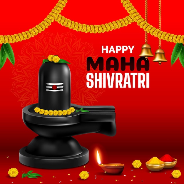 Happy maha shivratri festival template design with creative shivling illustration