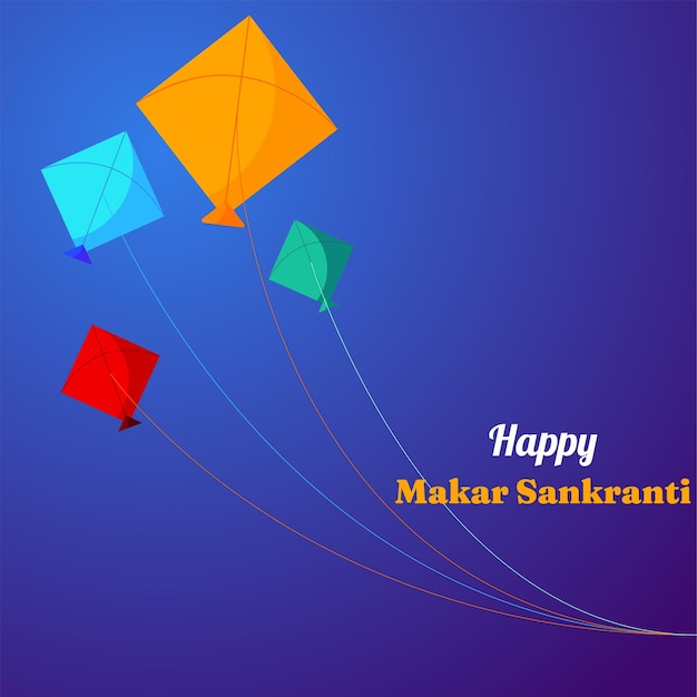 Happy makar sankranti banner created with colorful kite objects