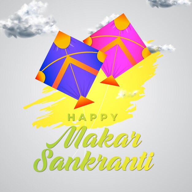 Vector a happy makar sankranti celebration is displayed in a gray background.