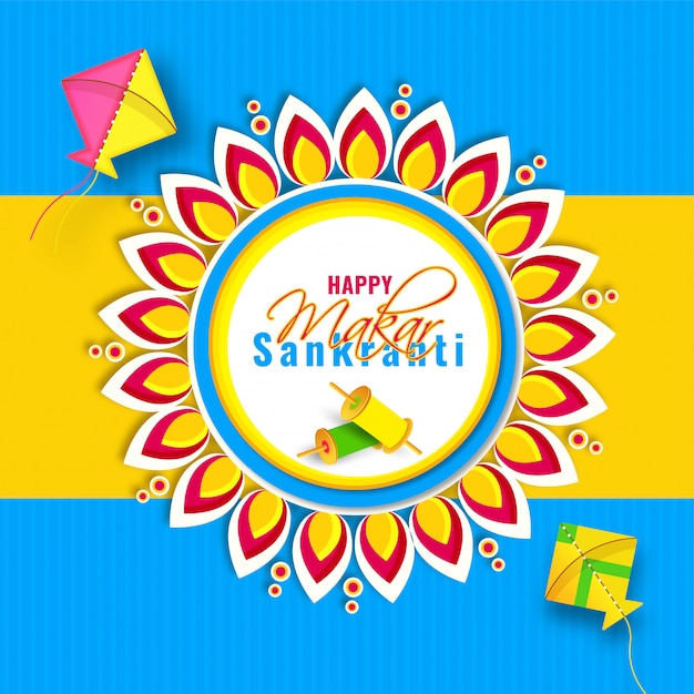 Happy Makar Sankranti festival celebration greeting card 