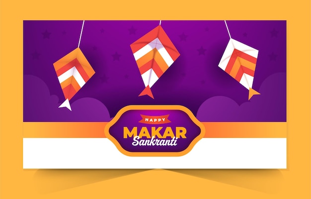 Happy makar sankranti indian kite festival banner design template