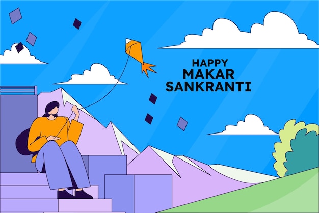 happy makar sankranti kite playing