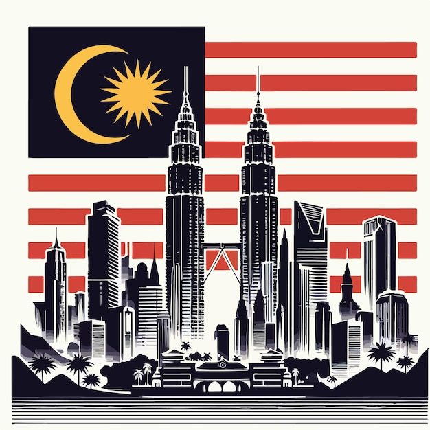 Happy malaysia independence day background vector illustration