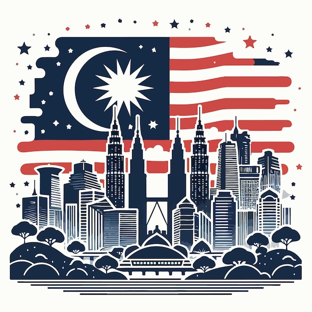 Happy malaysia independence day background vector illustration