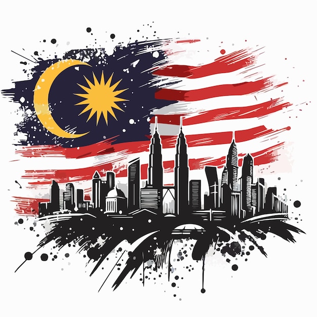 Happy malaysia independence day background vector illustration