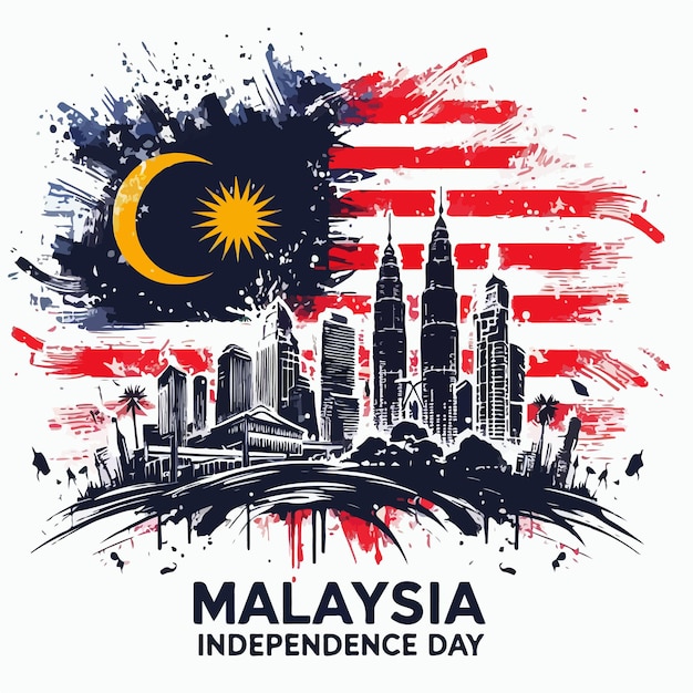 Happy malaysia independence day background vector illustration