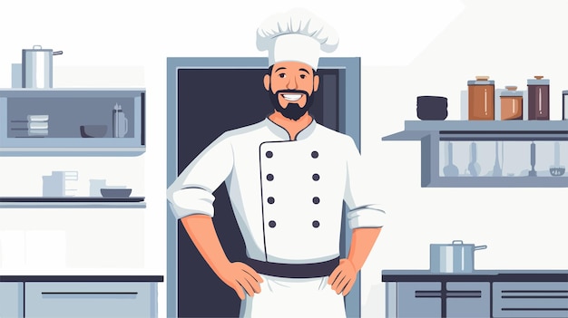 Happy Male Chef Portrait with Hand on Chin