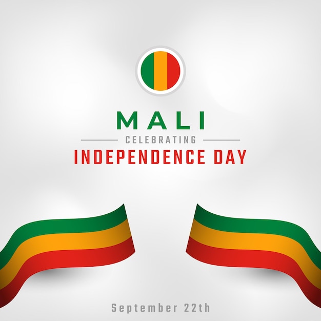 Happy Mali Independence Day September 22th Celebration Poster Banner Advertising Greeting Card