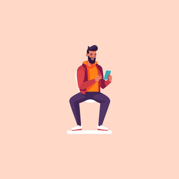 happy man sitting on cell phone