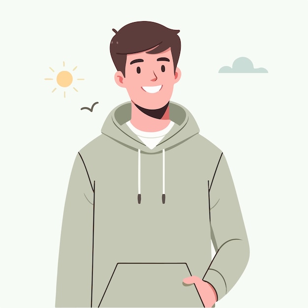 Vector happy man vector wearing hoodie