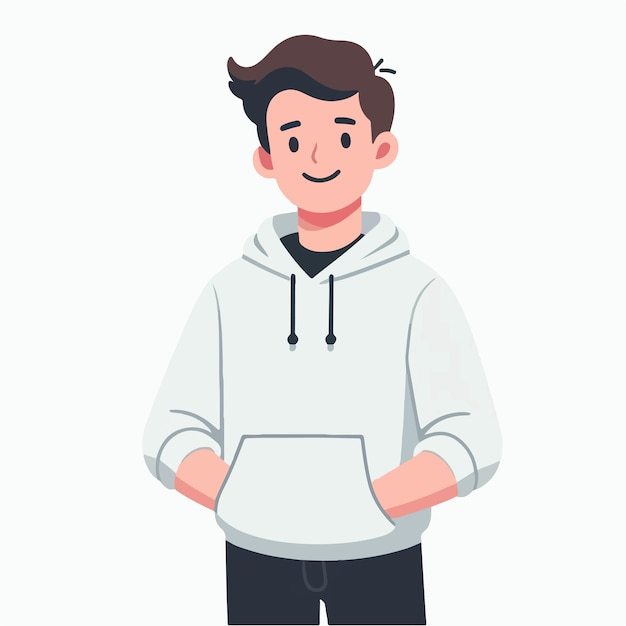 Vector happy man vector wearing hoodie