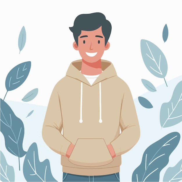 happy man vector wearing hoodie