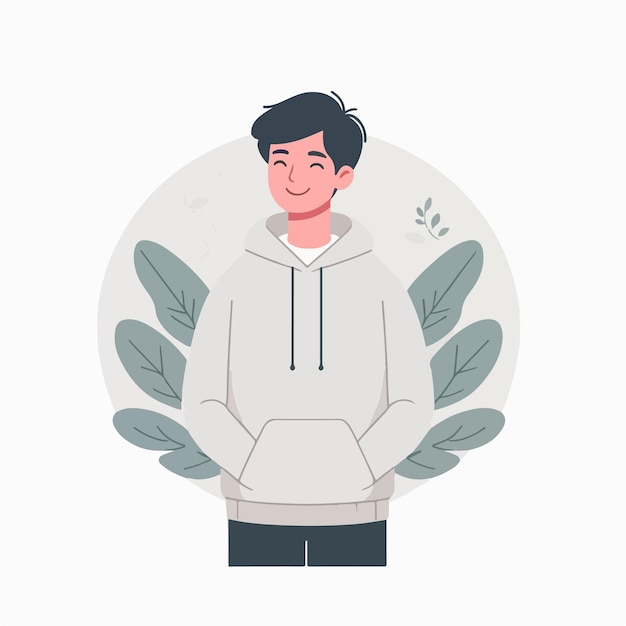 Vector happy man vector wearing hoodie