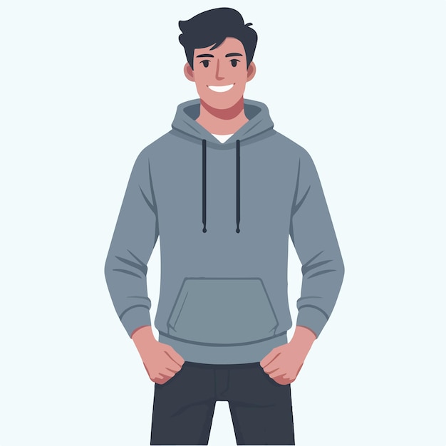 happy man vector wearing hoodie