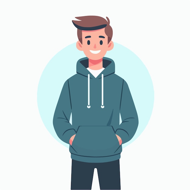 happy man vector wearing hoodie