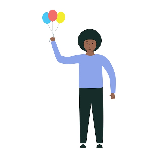 Happy man with colorful balloons