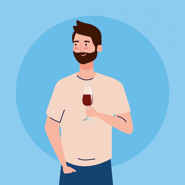 Happy man with cup wine, healthy lifestyle, celebrating holiday party