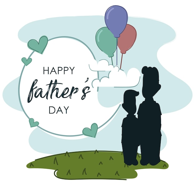 Happy man with his son Father day poster Vector