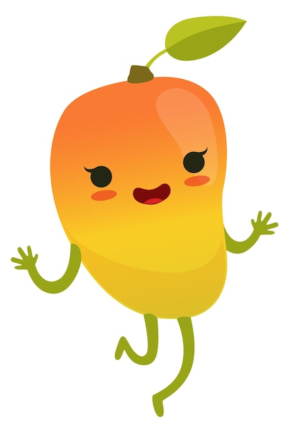 Happy mango mascot Jumping fruit cartoon character