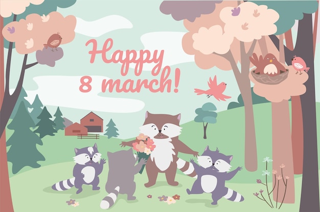 Happy  march concept background